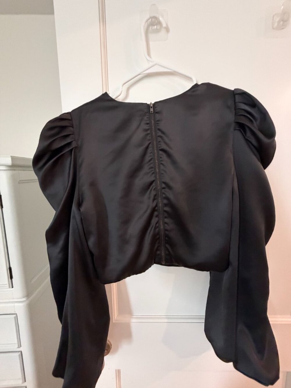 Anthropologie | Mare Mare Satin Puff-Sleeve Top, size L - Picture 6 of 7